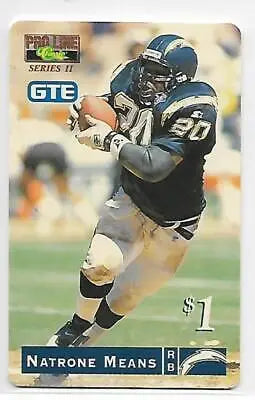 1995 Pro Line Phone Card of Natrone Means in original gloss, typically selling for $1