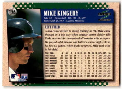 1995 Score #156 Mike Kingery baseball card with original gloss, NM-MT condition