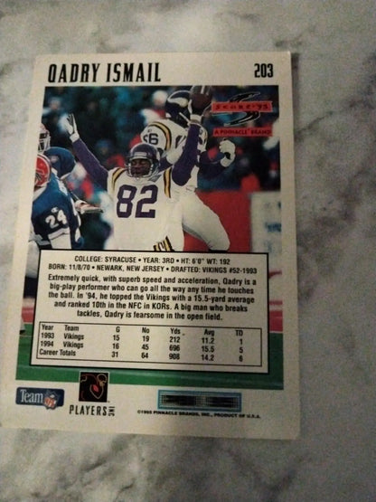 Qadry Ismail trading card from 1995 Score #203 featuring the Vikings