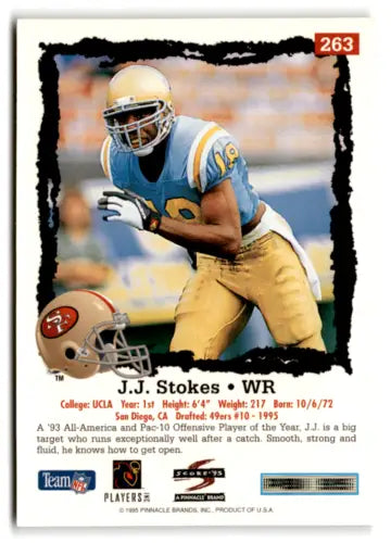 J.J. Stokes football card 1995 Score mint RC rookie original gloss 49ers ID 70740