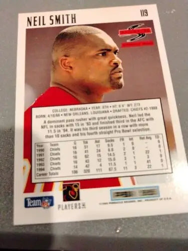 Neil Smith football card from 1995 SCORE for Kansas City Chiefs collectors