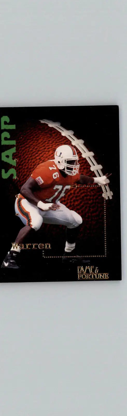 Warren Sapp football card from 1995 Signature Rookies Fame and Fortune series