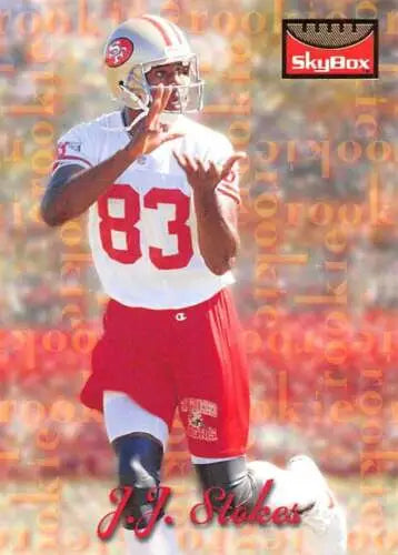 Football player in uniform from 1995 SkyBox Premium Rookie 49ers card NM-MT quality