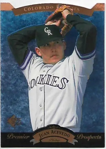 Baseball card of Juan Acevedo from 1995 SP RC set, showing original gloss and foil