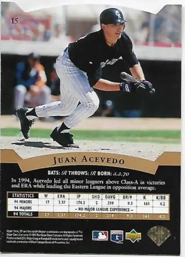 1995 SP Juan Acevedo Rookie Card with original gloss, Rockies FOIL, near mint condition