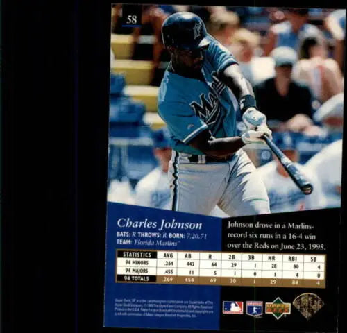 1995 SP #58 Charles Johnson Baseball Card with original gloss for collectors