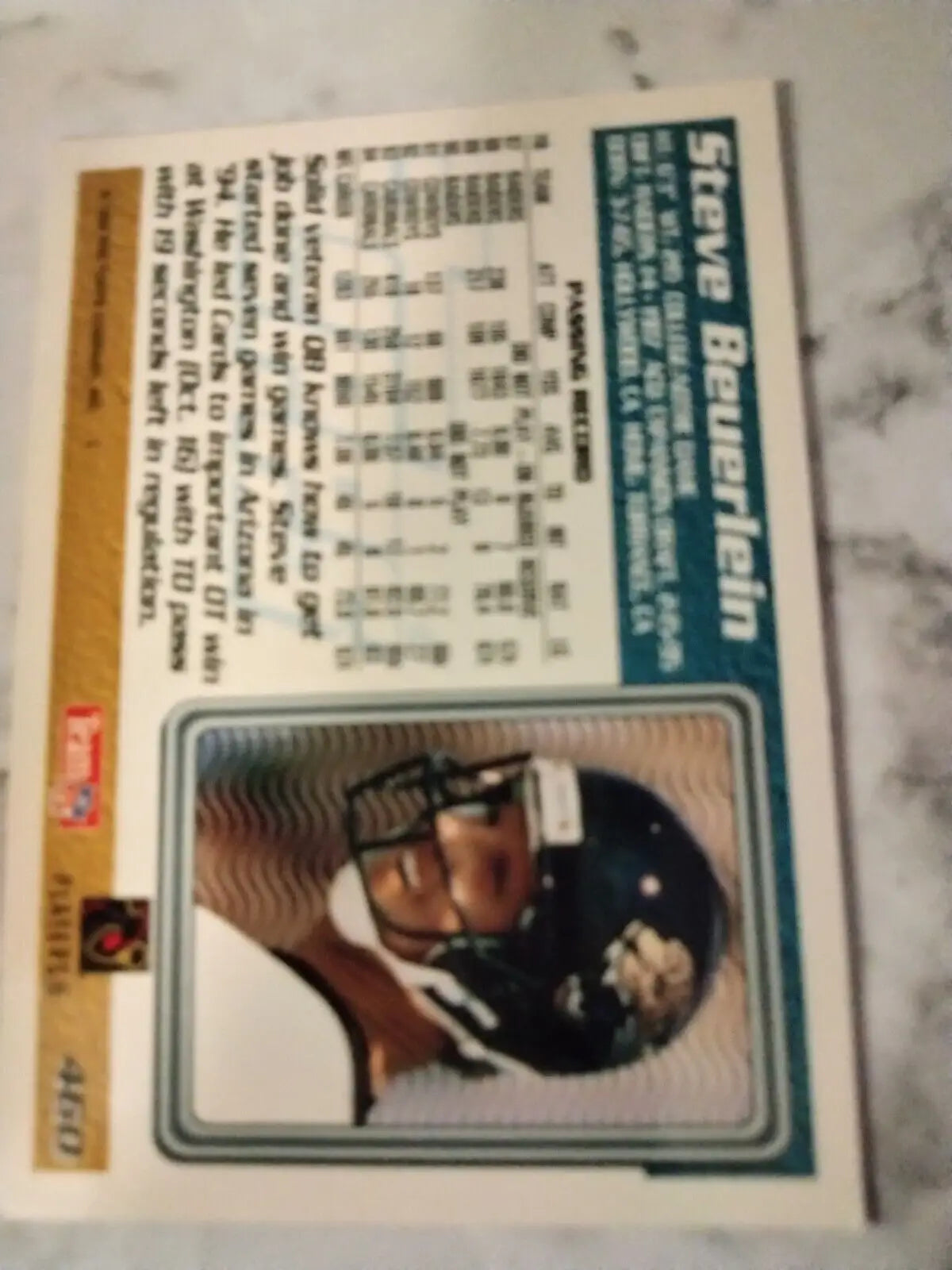 1995 Topps Steve Beuerlein Jacksonville Jaguars trading card featuring quarterback Steve Beuerlein