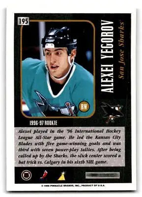 Alexei Yegorov 1996-97 Summit #195 San Jose Sharks Hockey Card for collectors