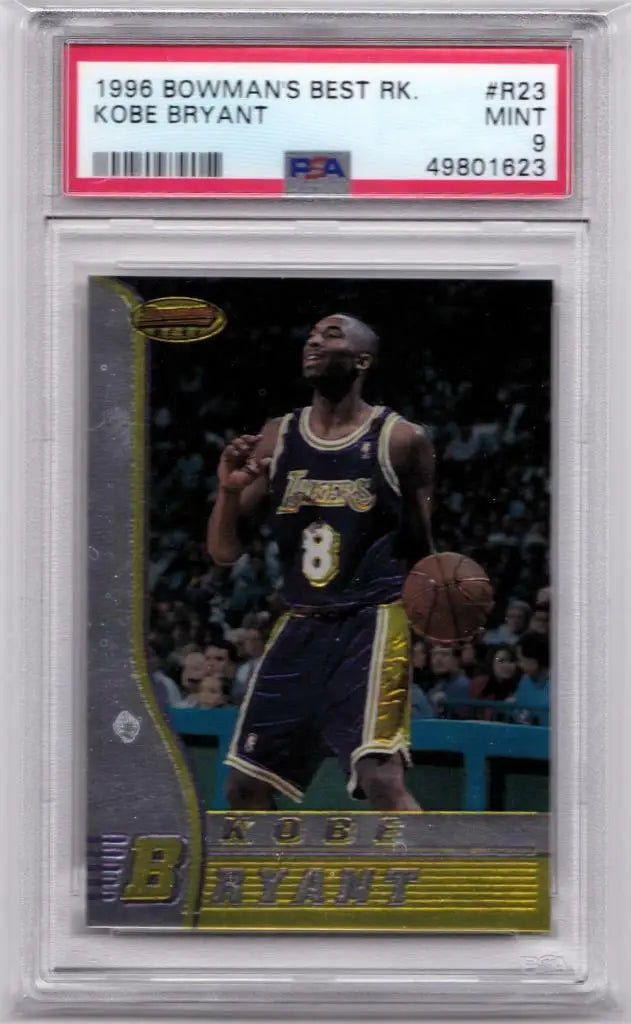 PSA-graded 1996 Bowman’s Best Kobe Bryant Rookie Card in protective case from Columbia Hobby