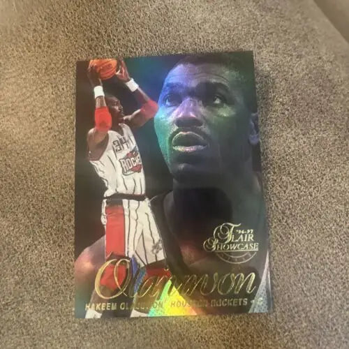 Hakeem Olajuwon trading card from 1996-97 Flair Showcase #14 Row 2 HOF edition