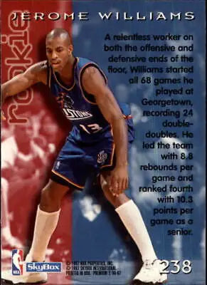 1996-97 SkyBox Premium #238 Jerome Williams Rookie Card from the Detroit Pistons