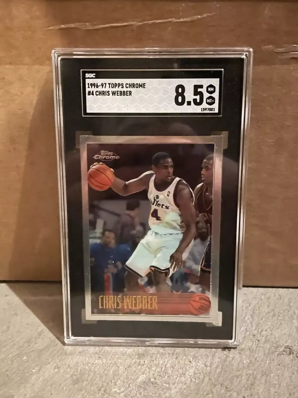 Graded Chris Webber Trading Card from 1996-97 Topps Chrome SGC 8.5