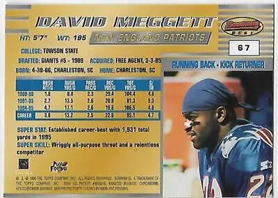 1996 Bowman’s Best #67 Dave Meggett NM-MT Patriots original gloss football card