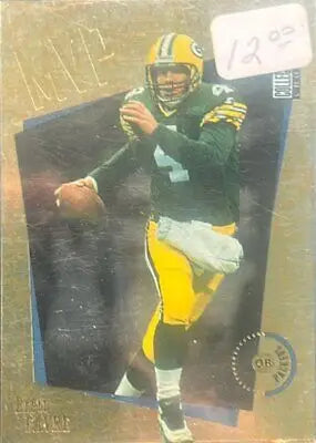 Brett Favre football card from 1996 Collector’s Choice MVPs Gold series