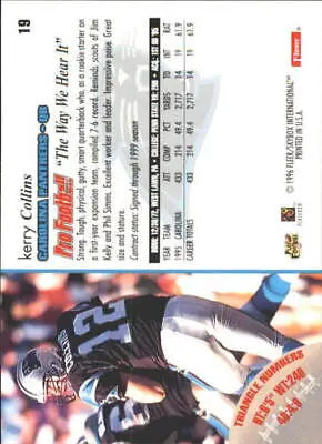 Football trading card of Kerry Collins in black jersey #32 for Carolina Panthers