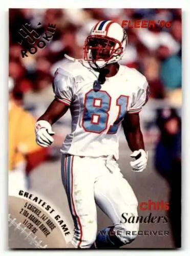 Chris Sanders Houston Oilers football card with original gloss, 1996 Fleer #55