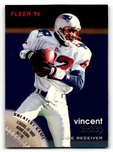 1996 Fleer #82 Vincent Brisby New England Patriots football card with original gloss