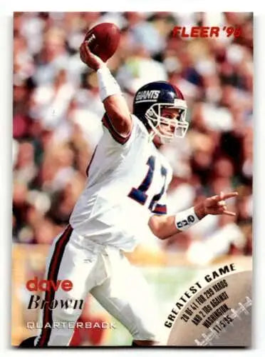 1996 Fleer #90 Dave Brown New York Giants football card with original gloss finish