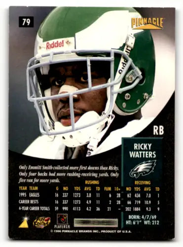 Ricky Watters 1996 Pinnacle football card with original gloss from Simply Sandoval