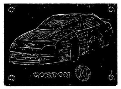 Engraved race car plaque showcasing 1996 Press Pass S10 Jeff Gordon’s Car in original gloss