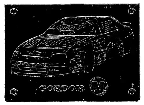 Engraved race car plaque showcasing 1996 Press Pass S10 Jeff Gordon’s Car in original gloss