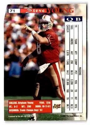 Steve Young 1996 Pro Line II Intense #71 San Francisco 49ers Football Card Image