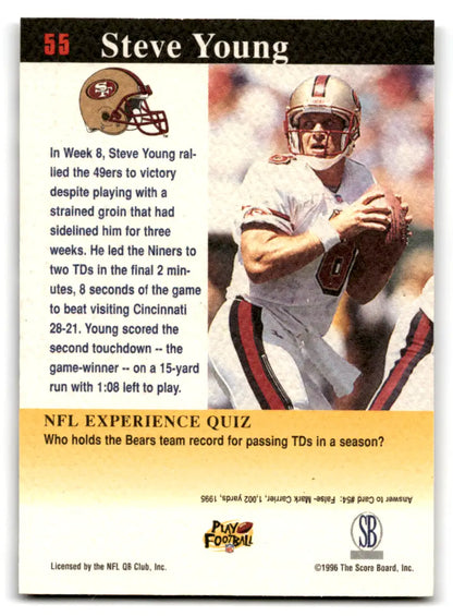 Original gloss 1996 Score Board NFL Experience #55 Steve Young football card for collectors