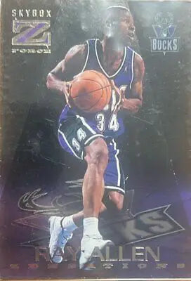 Ray Allen 1996 SkyBox Z-Force Zensations#2 trading card featuring Milwaukee Bucks star