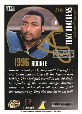 1996 Summit Ground Zero #150 Tony Brackens Rookie Jacksonville Jaguars NFL Card