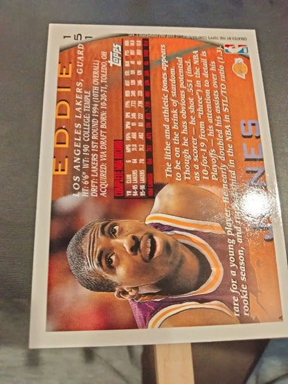 Eddie Jones basketball card from 1996 Topps #217 Ray Allen in excellent condition