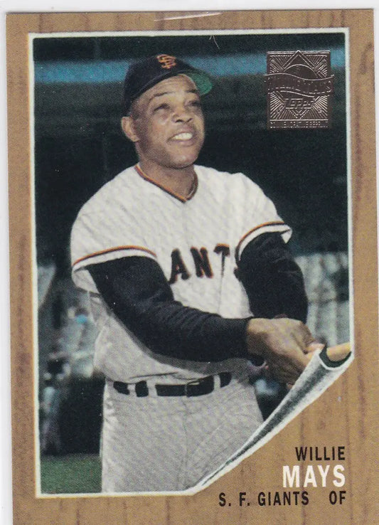 Vintage baseball card from Topps Commemorative Set featuring Willie Mays in Giants uniform