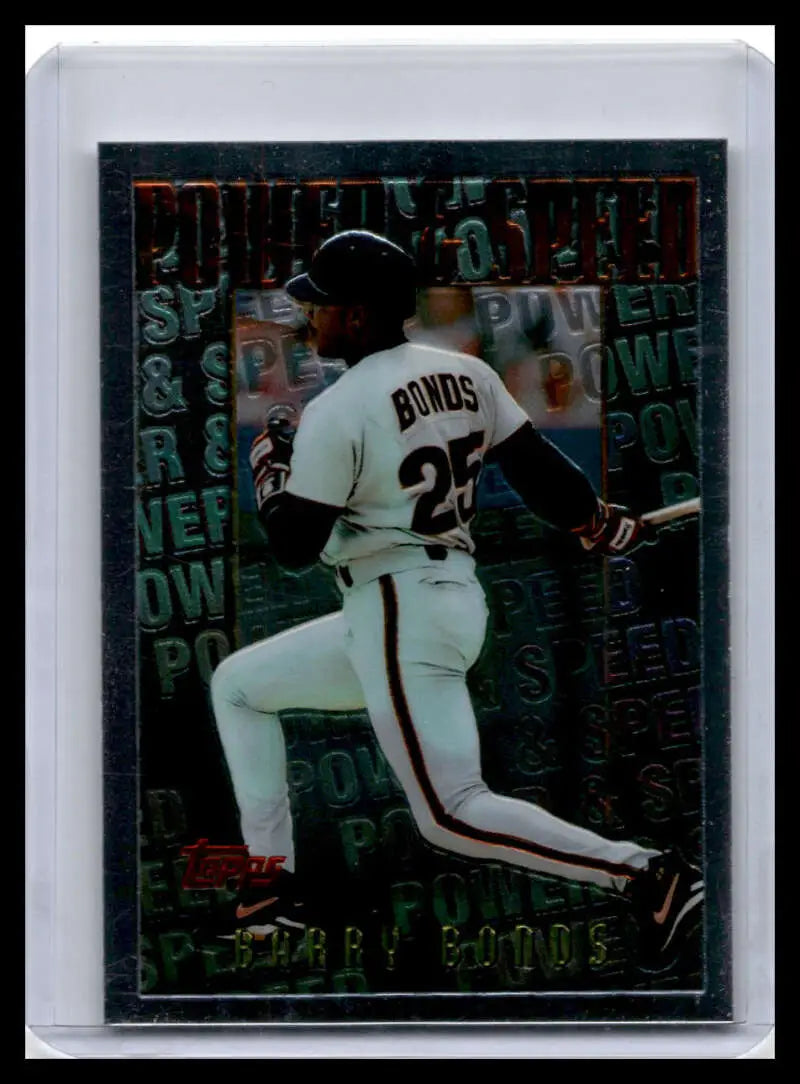 Barry Bonds baseball card in white home uniform number 25 from Mystery Finest series