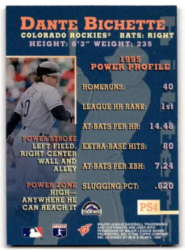 Dante Bichette baseball card from 1996 Topps Stadium Club Power Streak with original gloss