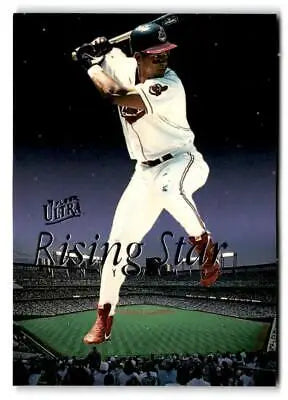 Manny Ramirez Rising Stars card from 1996 Ultra #9 featuring the baseball player