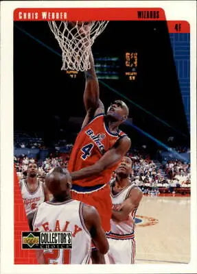 Basketball player in red #4 jersey shooting, featured on 1997-98 Collector’s Choice Chris Webber card