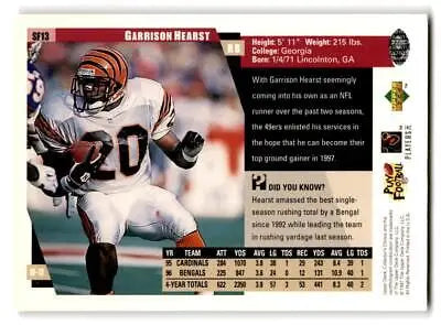 1997 Collector’s Choice San Francisco 49ers Garrison Hearst football card image