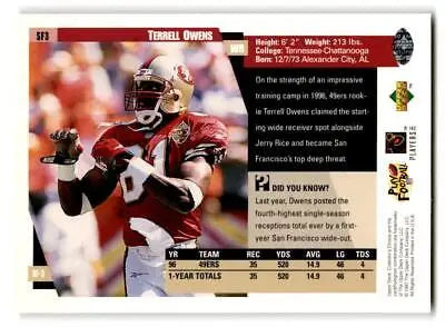 Terrell Owens 1997 Collector’s Choice card featuring the San Francisco 49ers logo