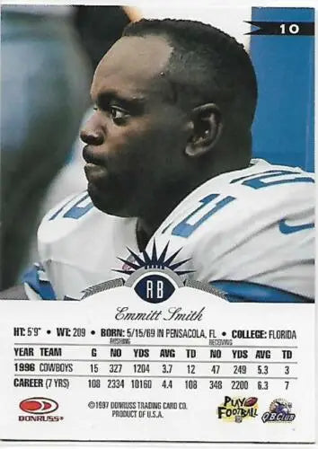 1997 Leaf Emmitt Smith NM-MT Cowboys card with original gloss appealing to collectors