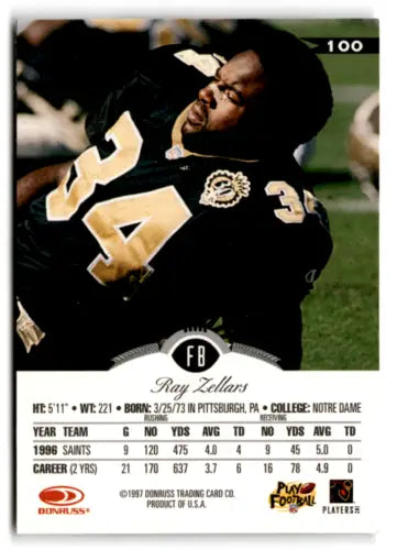 Ray Zellars football card 1997 Leaf #100 original gloss NM-MT Saints Simply Sandoval