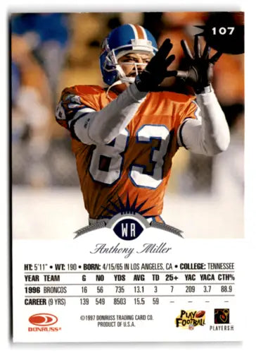 Original gloss 1997 Leaf #107 Anthony Miller football card for Simply Sandoval collection