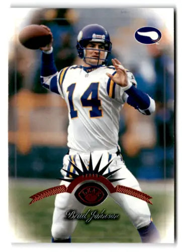 1997 Leaf Brad Johnson football card in near mint condition featuring original gloss Vikings