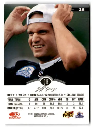 Jeff George football card in original gloss, 1997 Leaf NM Near Mint Raiders condition