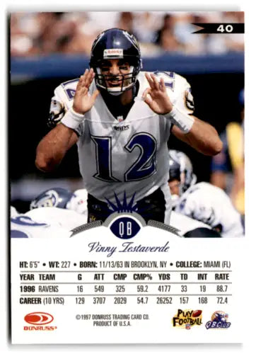 Vinny Testaverde football card 1997 Leaf #40 original gloss from Simply Sandoval