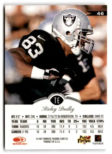 1997 Leaf #46 Rickey Dudley NM-MT Raiders trading card with original gloss detail