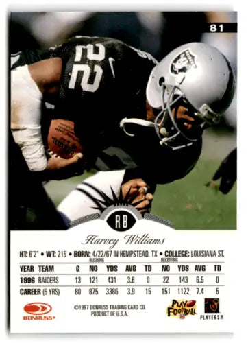 Harvey Williams football card 1997 Leaf #81 original gloss Simply Sandoval NM-MT Raiders