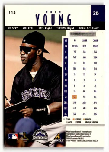 1997 New Pinnacle #113 Eric Young NM Near Mint Rockies original gloss baseball card