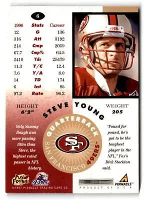 Steve Young San Francisco 49ers football card from 1997 Pinnacle Mint collection