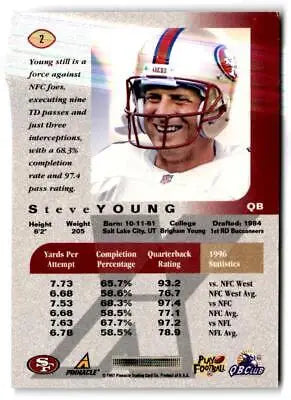 Steve Young San Francisco 49ers football card from 1997 Pinnacle X-Press collection