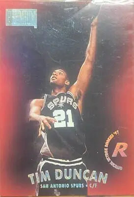 1997 SkyBox Premium #112 Tim Duncan basketball card featuring iconic player image