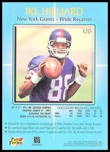 Ike Hilliard football card 1997 Topps Stars #120 NM-MT RC for NY Giants collectors